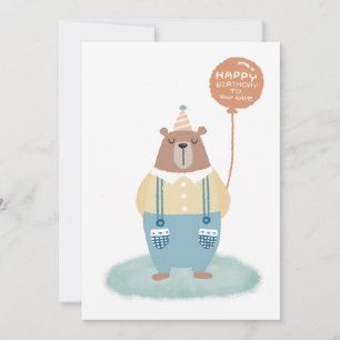 Cute Bear Personalised Birthday Card 