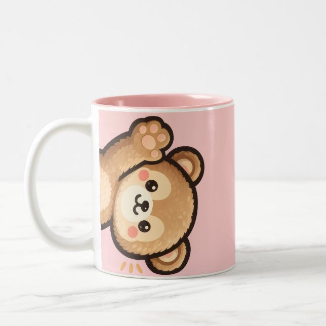 Cute Bear Pink Mug | Kawaii Aesthetic Coffee Cup (Left)