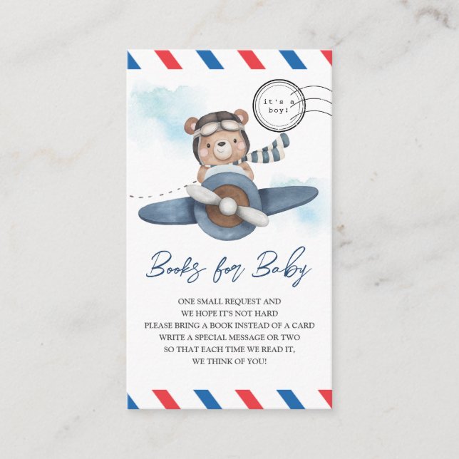 Cute Bear Plane Adventure Begins Books for Baby Enclosure Card (Front)