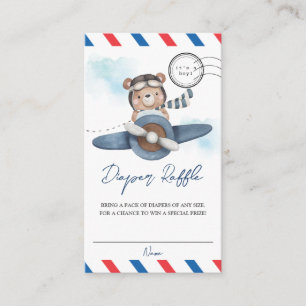 Cute Bear Plane Adventure Begins Diaper Raffle Enclosure Card