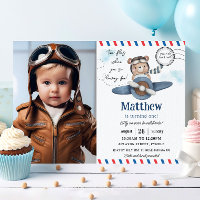 Cute Bear Plane Time Flies One 1st Birthday Photo