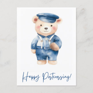 Cute bear postman | Postcrossing | Watercolor Postcard
