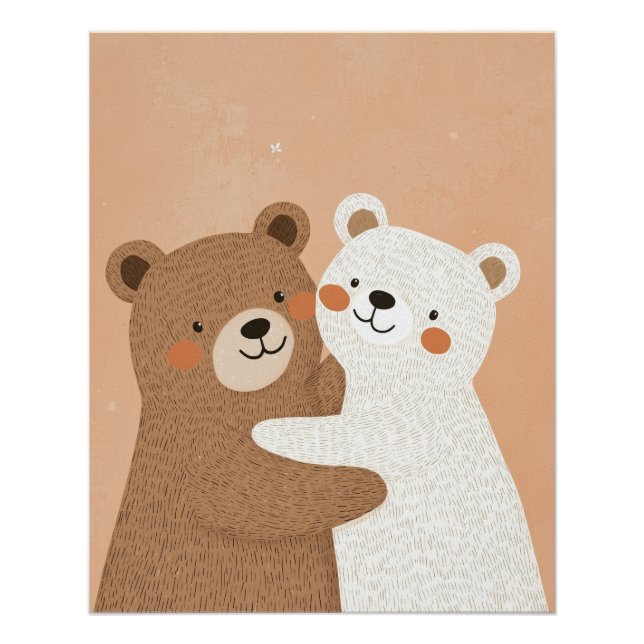 Cute Bear Print, Kids Animal Nursery, Baby Room Poster (Front)