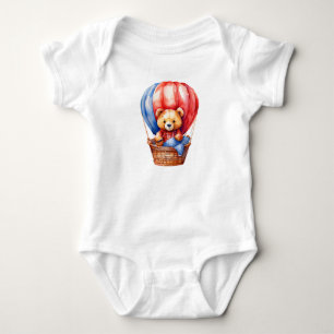 Cute Bear Riding in a Hot Air Balloon Baby Bodysuit