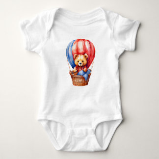 Cute Bear Riding in a Hot Air Balloon Baby Bodysuit