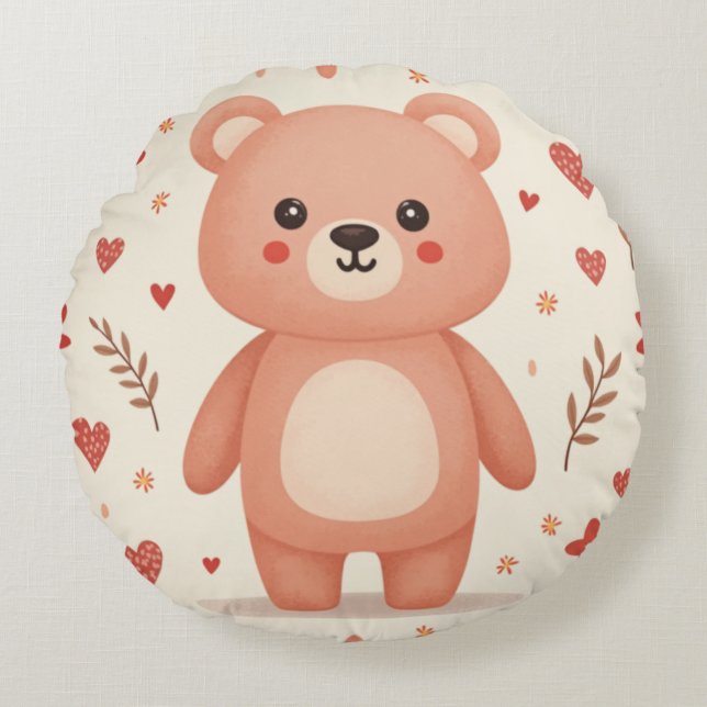 cute bear round cushion (Front)