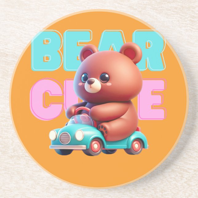 Cute Bear Sandstone Coaster (Front)