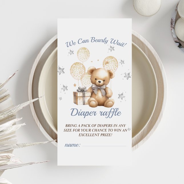 Cute Bear Shower Diaper Raffle Enclosure Card (Creator Uploaded)