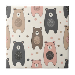 Cute Bear - Soft Pastel Woodland (1) Ceramic Tile