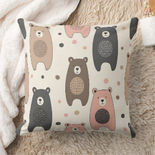 Cute Bear - Soft Pastel Woodland (1) Cushion