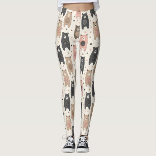 Cute Bear - Soft Pastel Woodland (1) Leggings