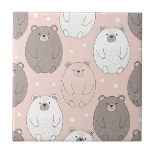 Cute Bear - Soft Pastel Woodland (2) Ceramic Tile
