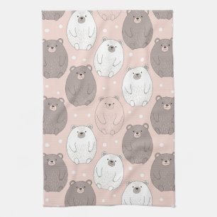 Cute Bear - Soft Pastel Woodland (2) Tea Towel