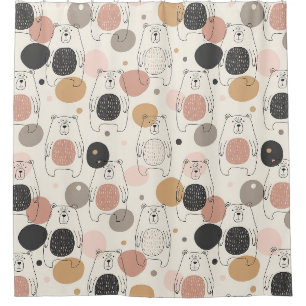 Cute Bear - Soft Pastel Woodland (3) Shower Curtain