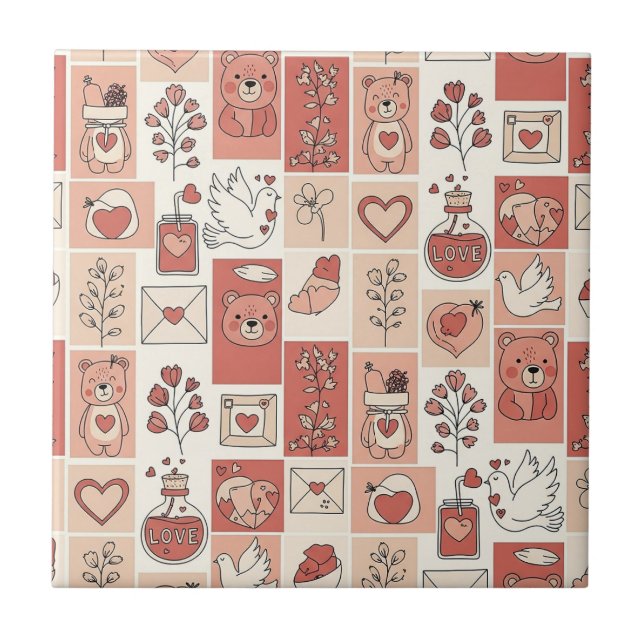 Cute Bear - Soft Pastel Woodland (6) Ceramic Tile (Front)