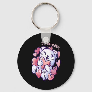 Cute Bear Steal Hearts Valentines Day Or Toddler Key Ring