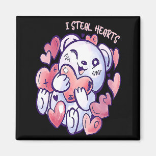 Cute Bear Steal Hearts Valentines Day Or Toddler  Magnet