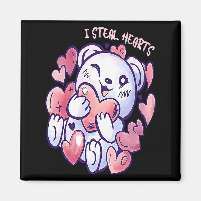 Cute Bear Steal Hearts Valentines Day Or Toddler  Magnet (Front)