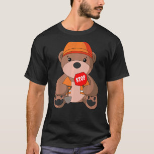 Cute Bear Stop Sign Construction Worker T-Shirt