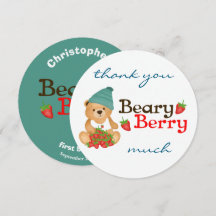 Cute Bear Strawberries Beary Berry First Birthday 