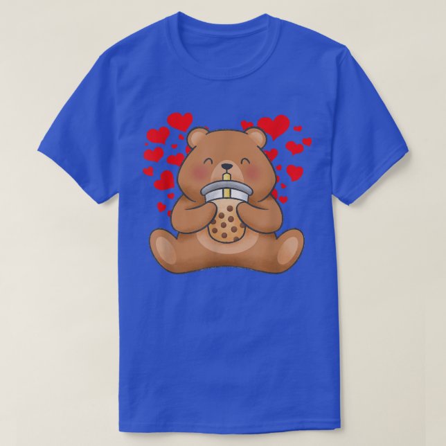 Cute Bear Tea Bubble Tea Anime Japanese Girl Teen  T-Shirt (Design Front)