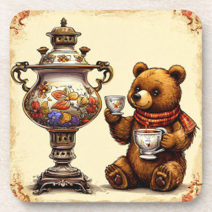 Cute Bear Tea Time Coaster Cosy Woodland Animal