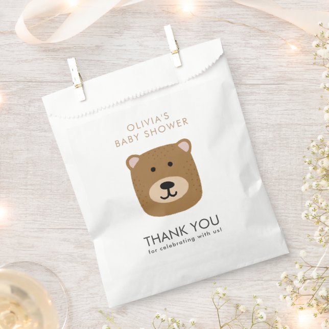 Cute Bear Thank you Baby Shower Favour Bag (Clipped)