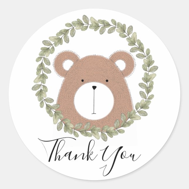 Cute Bear Thank You Sticker (Front)