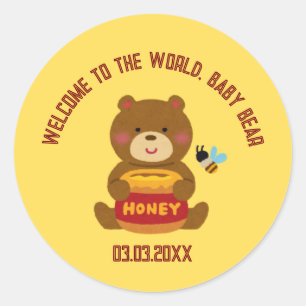 Cute Bear Theme Boy Baby Shower Classic Round Sticker