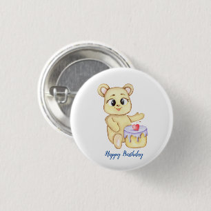 Cute Bear Theme Boy's Birthday Party  3 Cm Round Badge
