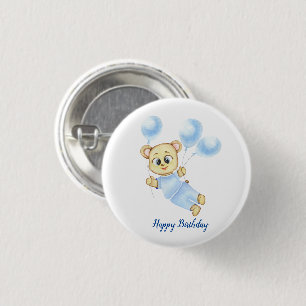 Cute Bear Theme Boy's Birthday Party  3 Cm Round Badge