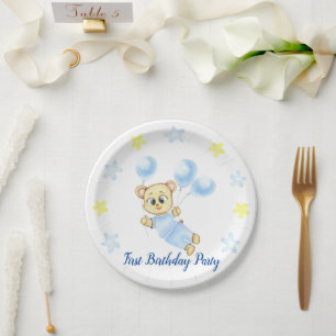 Cute Bear Theme Boy's Birthday Party Paper Plate