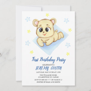 Cute Bear Theme Boy's Birthday Party  Save The Date