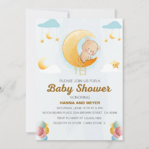 Cute Bear Theme Girl Baby Shower Invitation
