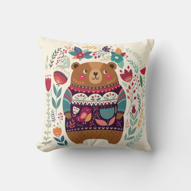 Cute Bear Throw Pillow (Front)