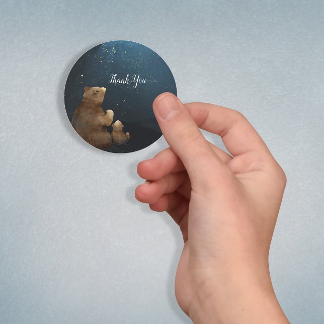 Cute Bear Twinkle Little Star Thank You Classic Round Sticker (Creator Uploaded)