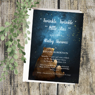 Cute Bear Twinkle Twinkle Little Star Baby Shower Invitation
