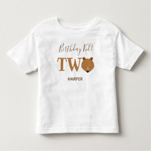 Cute Bear Two Name Second 2nd Birthday Toddler T-Shirt