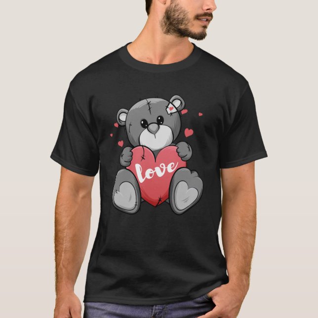 Cute Bear Valentines Day Love Hearts V day T-Shirt (Front)