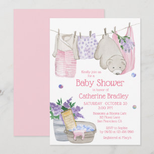 Cute Bear Wash Day Baby Shower Invitation