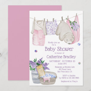 Cute Bear Wash Day Baby Shower Invitation