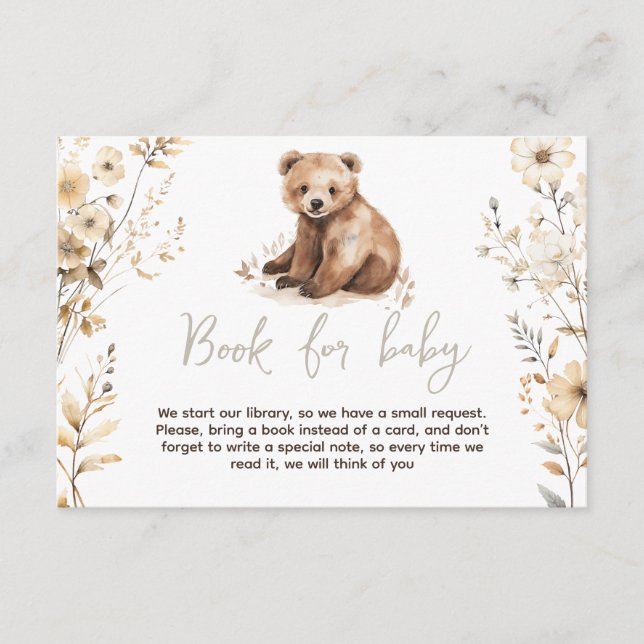Cute bear watercolor boy baby shower card (Front)