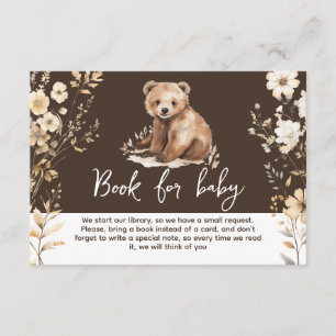 Cute bear watercolor boy baby shower card