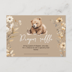 Cute bear watercolor boy baby shower card
