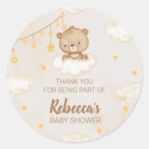 Cute Bear We Can Bearly Wait Baby Shower Thank You Classic Round Sticker