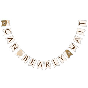 Cute Bear We Can Bearly Wait Gender Baby Shower Bunting