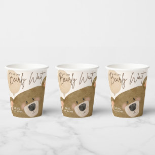 Cute Bear We Can Bearly Wait Gender Baby Shower  Paper Cups