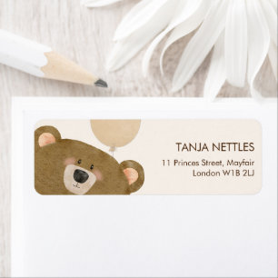 Cute Bear We Can Bearly Wait Gender Baby Shower  Return Address Label