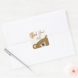 Cute Bear We Can Bearly Wait Gender Baby Shower  Square Sticker
