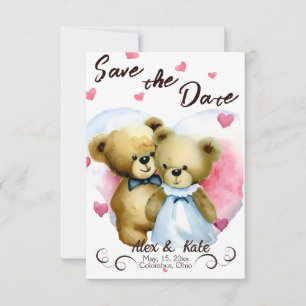 Cute Bear Wedding Save the Date Announcement